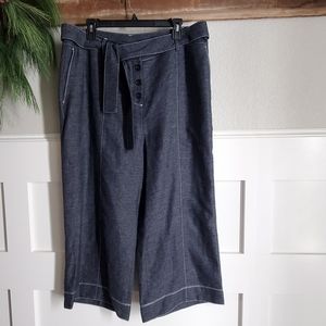 Donna Karan Black Label, Palazzo Pants, Linen Blend,Cropped Wide Leg, Sz 16, NWT